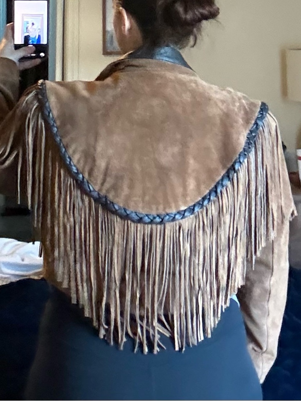 Vintage Sunriders Western Wear Suede Fringe Leather Jacket - Fits like an XXL - Picture 9 of 9